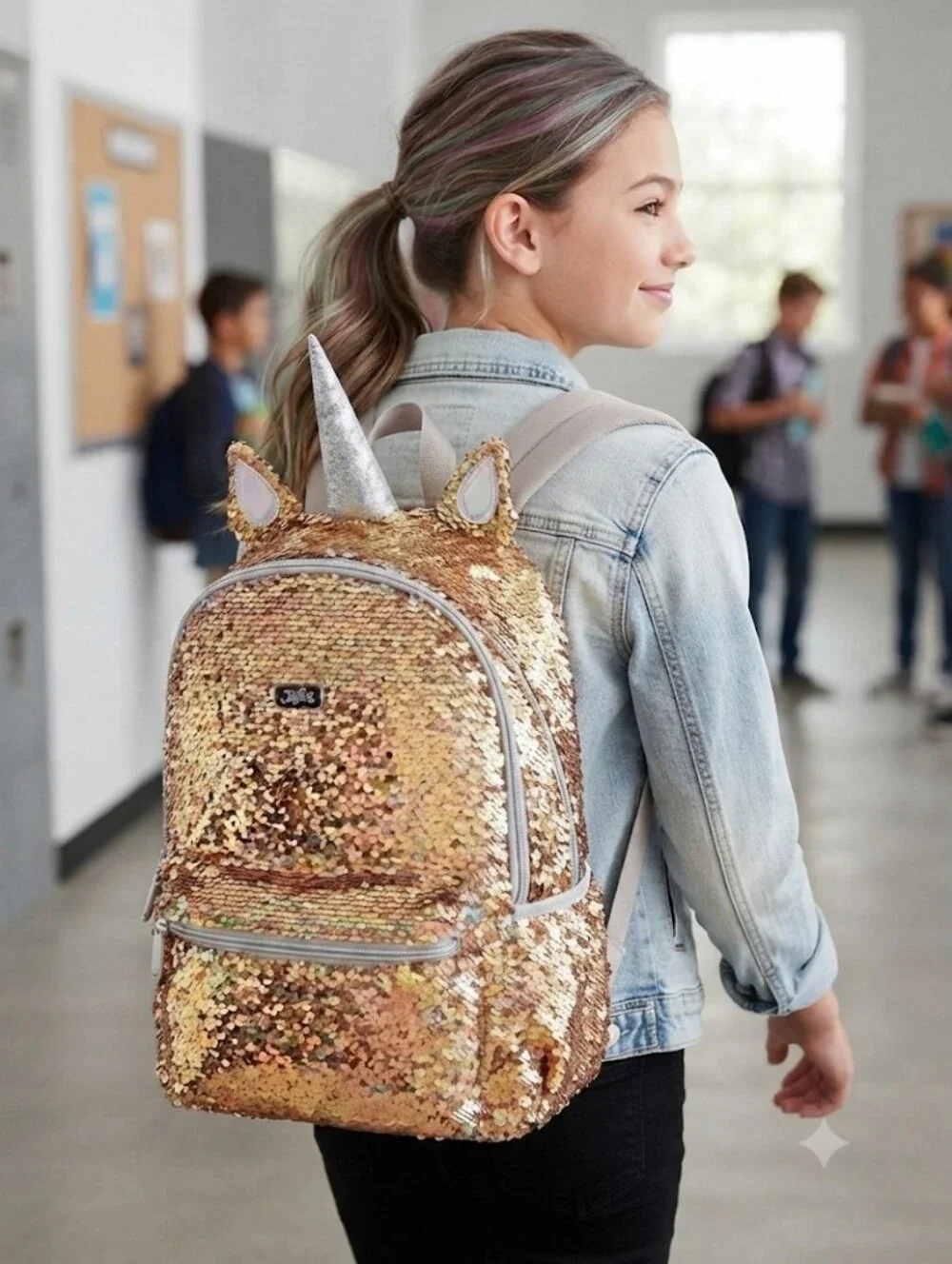 Gold Unicorn Backpack By Justice for Girls ☆ RARE ☆